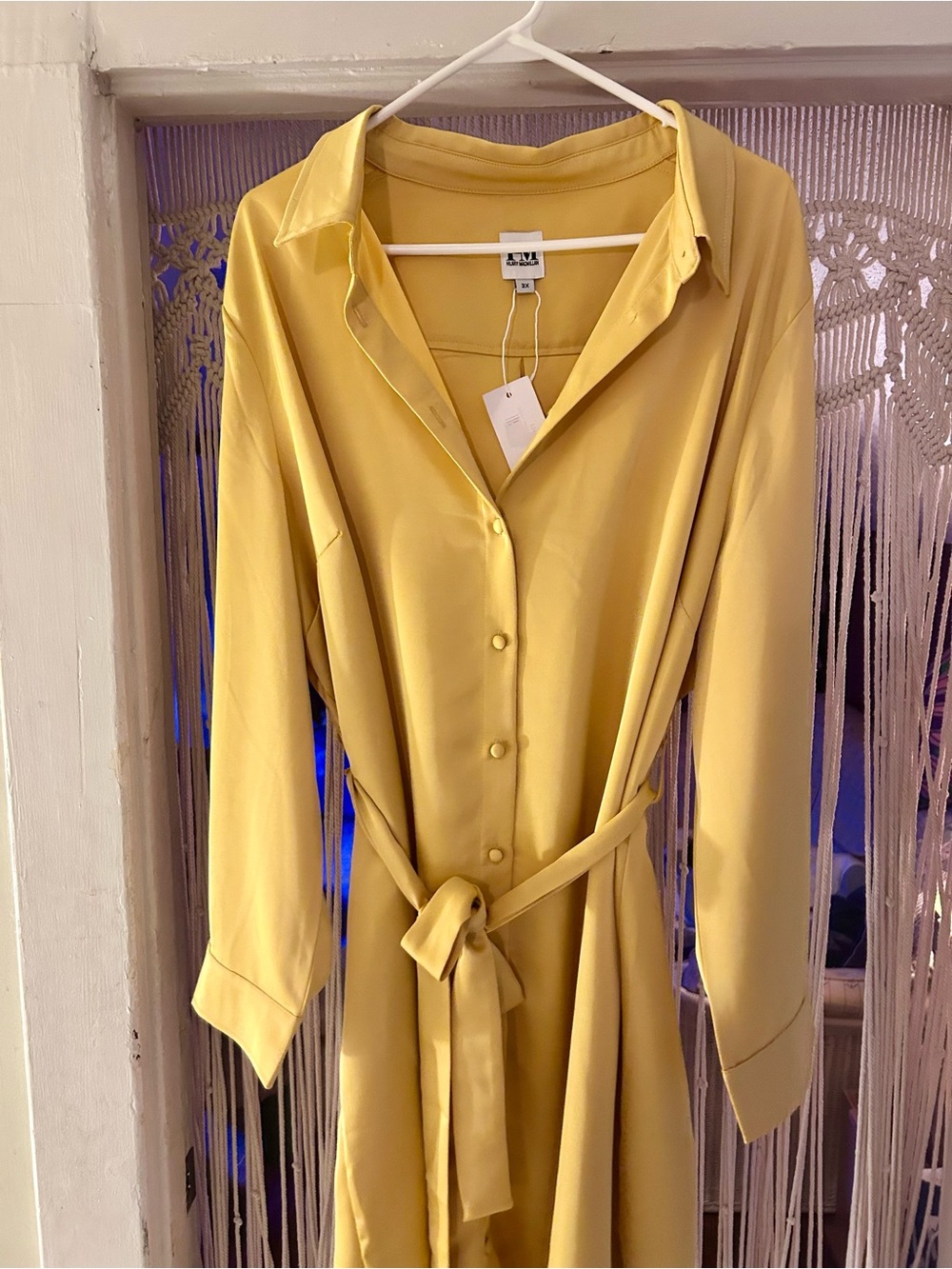 Hilary MacMillan Belted Yellow Blouse Dress